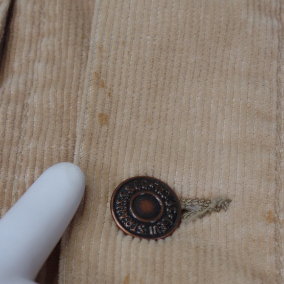Vintage 70s Levis‎ Corduroy Trucker Jacket Tan Cotton Blend Button Front Size 40 - Picture 3 of 12